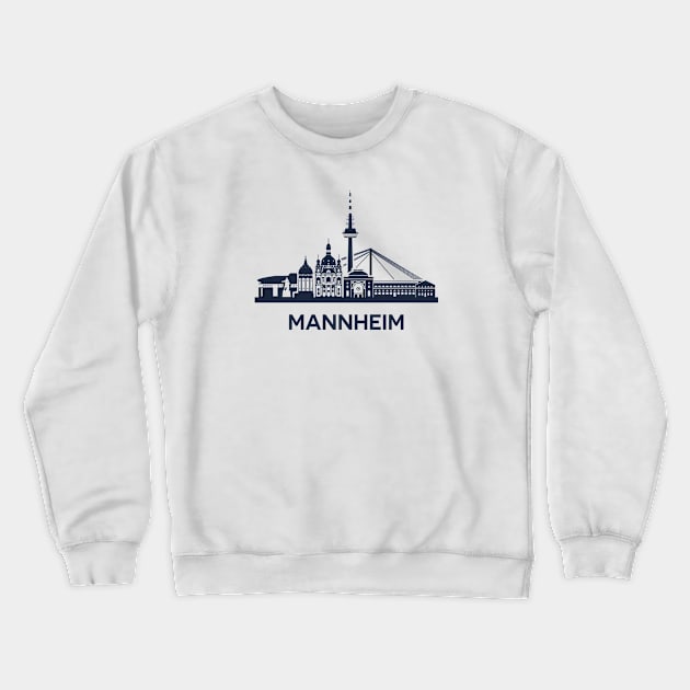 Skyline emblem of Mannheim, city in the southwestern part of Germany Crewneck Sweatshirt by yulia-rb